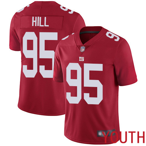 Youth New York Giants #95 B.J. Hill Red Limited Red Inverted Legend Football NFL Jersey->youth nfl jersey->Youth Jersey